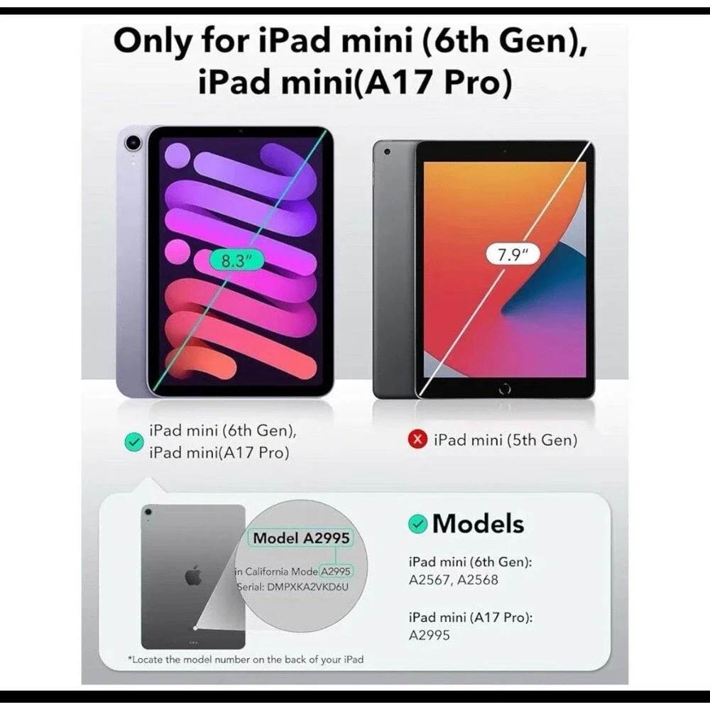 ESR Purple Case iPad Mini 7 A17Pro Mini 7ª/6ª Generation 2024/2021 Thin